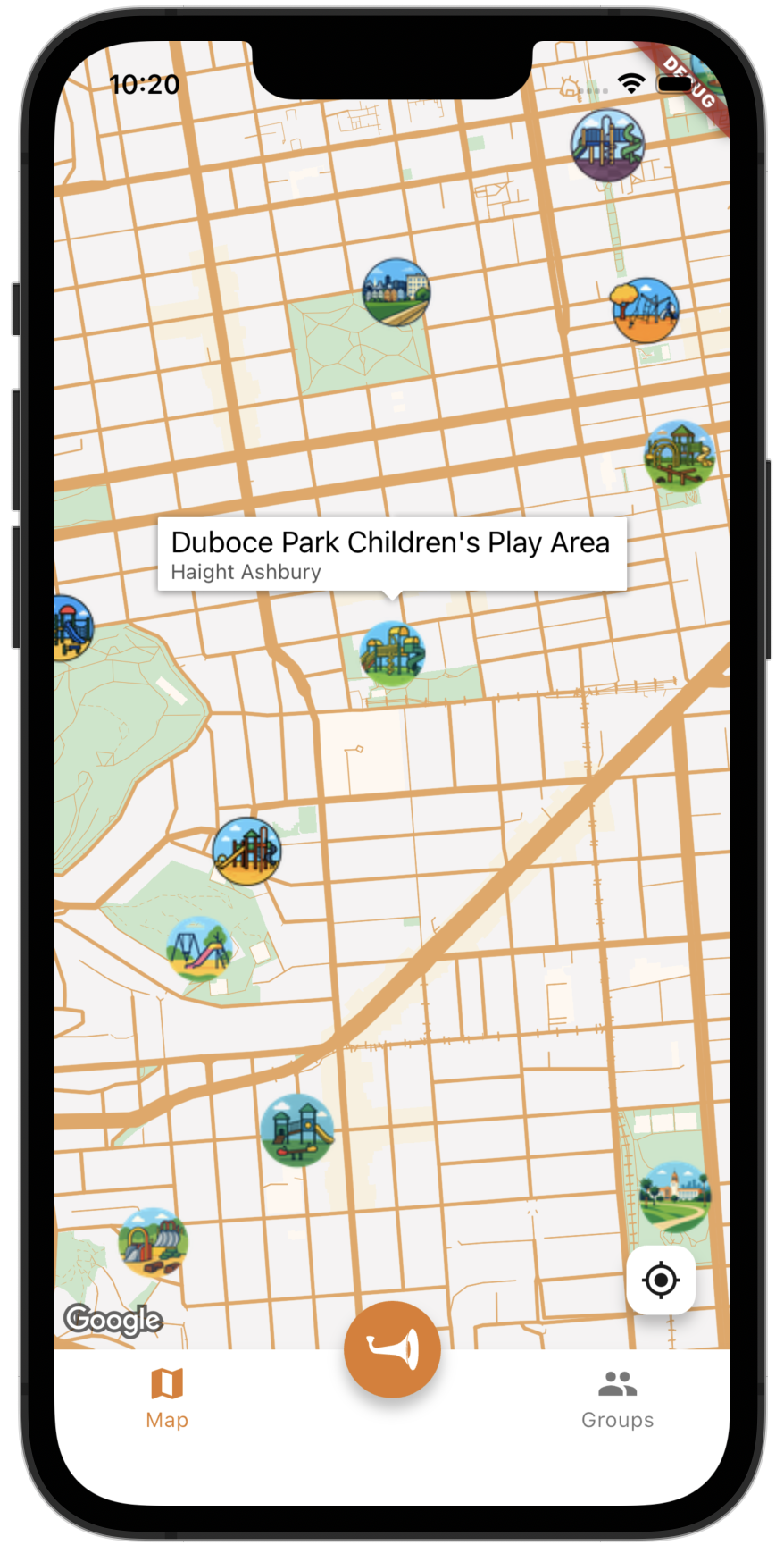 Playground Horn app home screen
